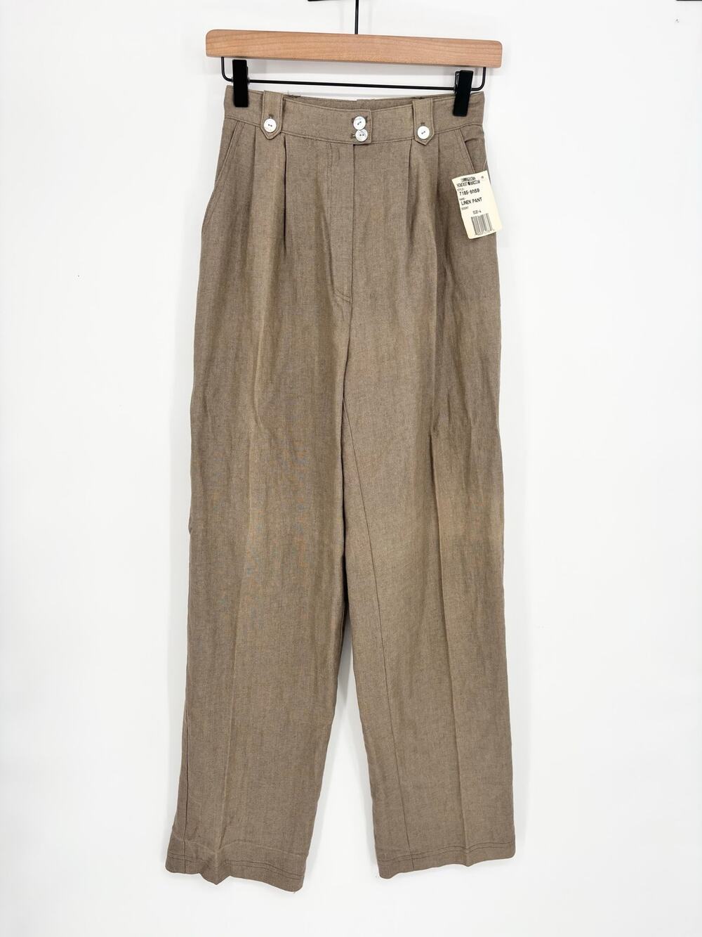 Catherine Stewart NWT Tan Vintage Linen Pants Size 4 - Flawed